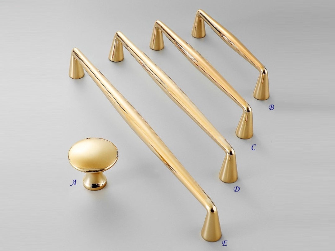 Polished Gold Pull Handle Brass Drawer Knobs Pulls Handles