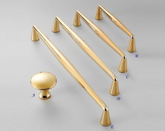 Polished Gold Cabinet Pull Handle Brass Drawer Knobs Pulls Handles Dresser Pulls Cabinet Handle Lynns Hardware 96 128 160 192 256 320 mm