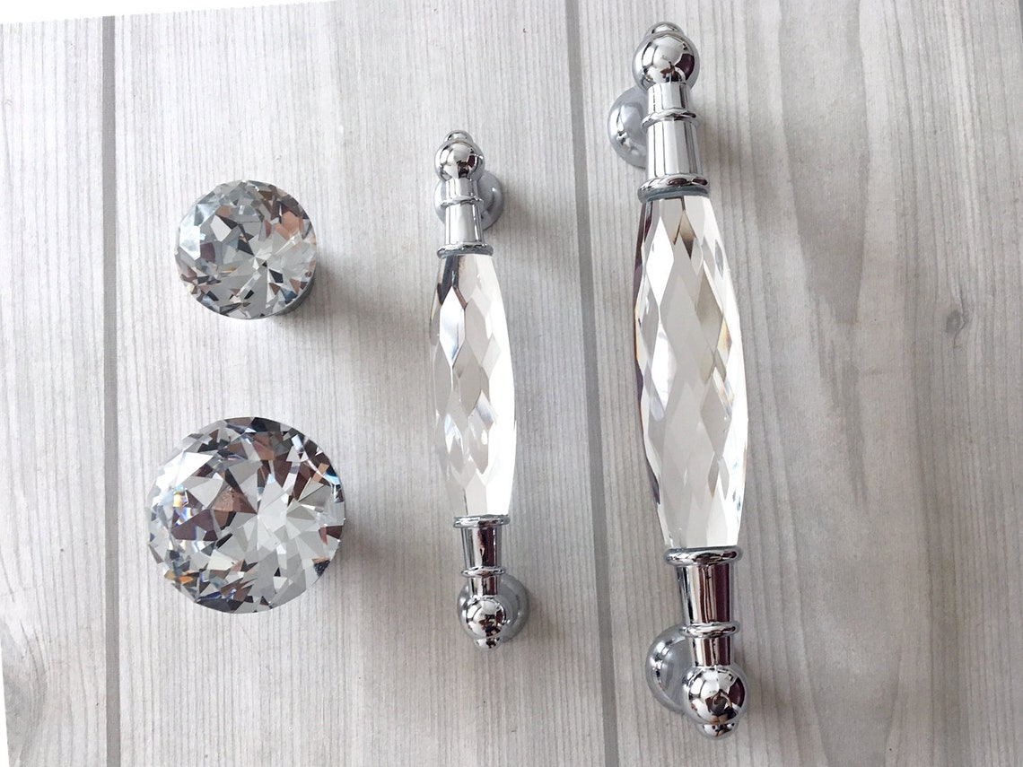 3.75 5 Crystal Drawer Pull Knob Glass Dresser Etsy