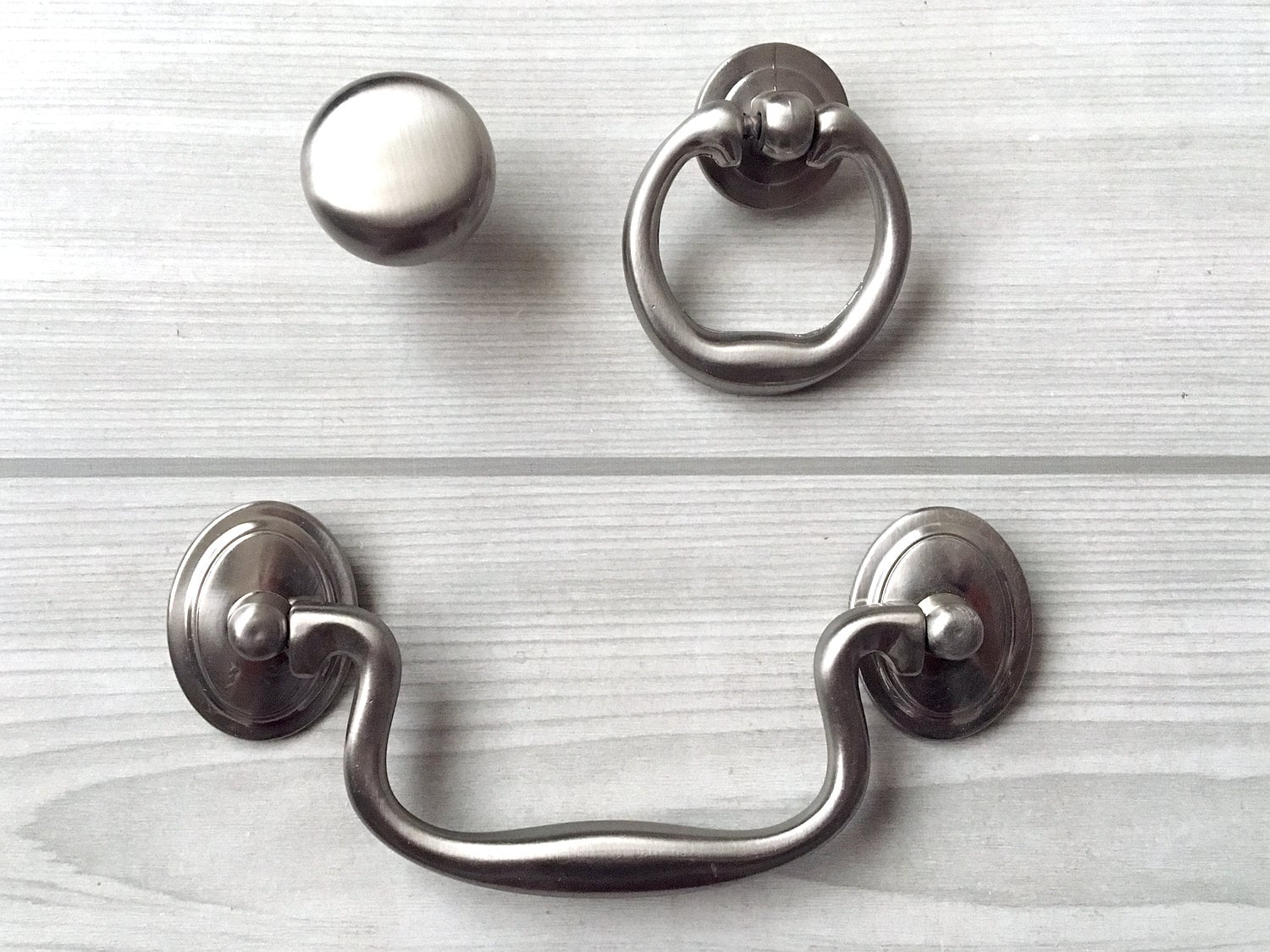 4 Drop Ring Bail Dresser Knobs Drawer Pull Handles Etsy