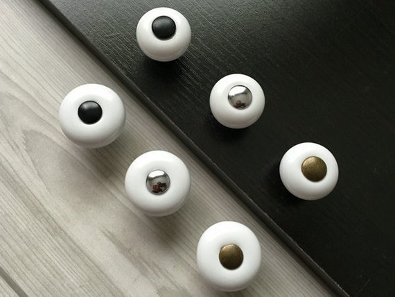 Small Knob White Knobs Dresser Knob Ceramic Kitchen Cabinet Etsy