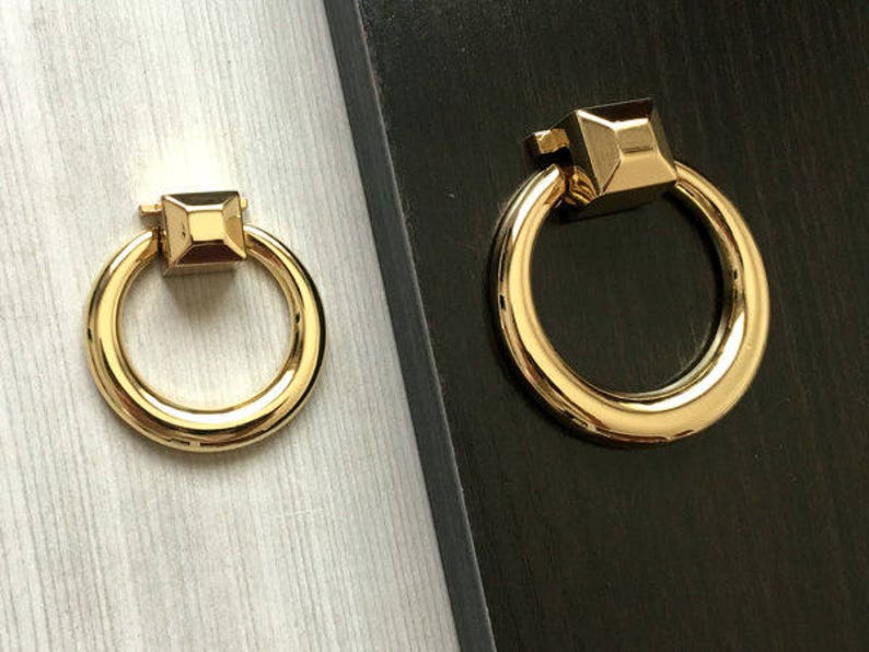 Gold Drop Ring Drawer Knob Dresser Knobs Pulls Handles Pull Etsy