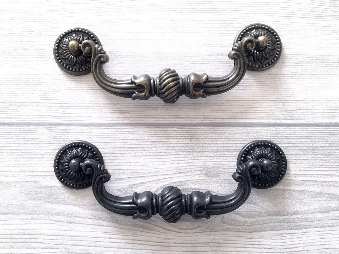 Black Drawer Bail Pull 4.38 L Wrought iron Drop Style Swing Hand