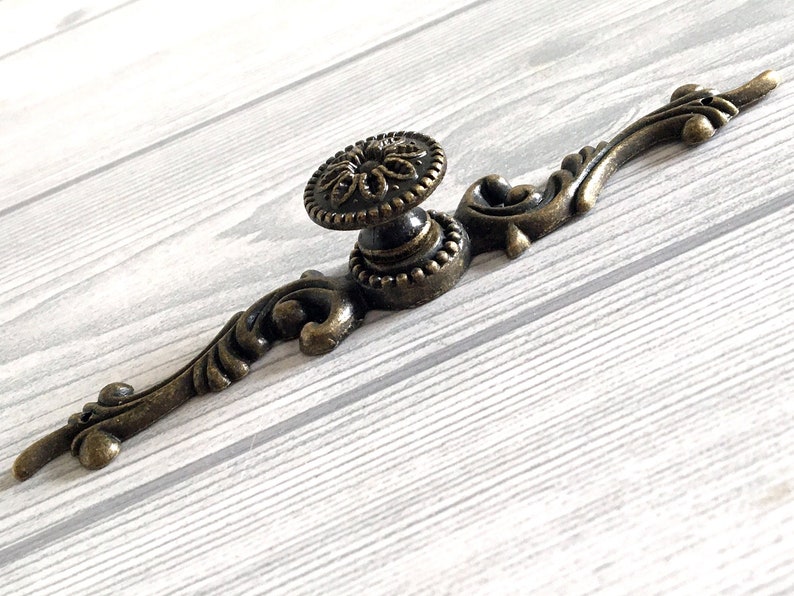 Rustic Dresser Drawer Knobs Pulls Backplate Antique Bronze Etsy