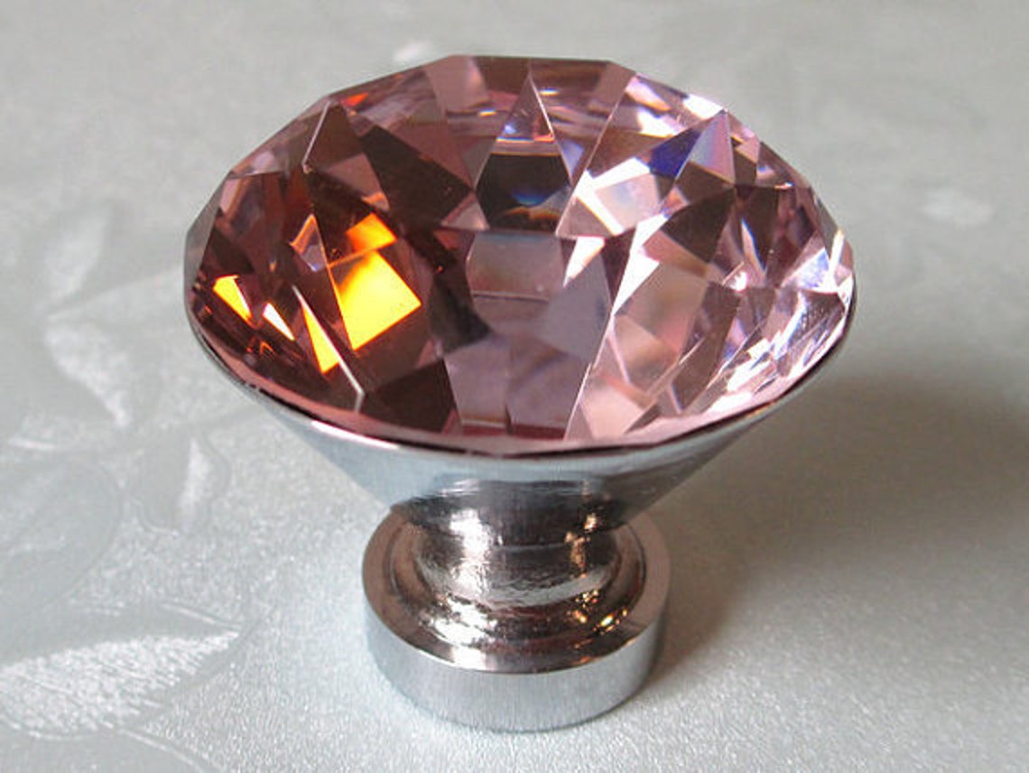 Pink Glass Knobs Crystal Knob Dresser Knobs Drawer Knobs Pulls Etsy