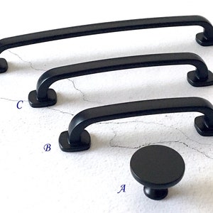 3.75" 5" 7.5" Centers Matte Black Cabinet Pull Handle Dresser Knob Pulls Kitchen Handles Drawer Pull Mid Century 96 128 192 Lynn Hardware