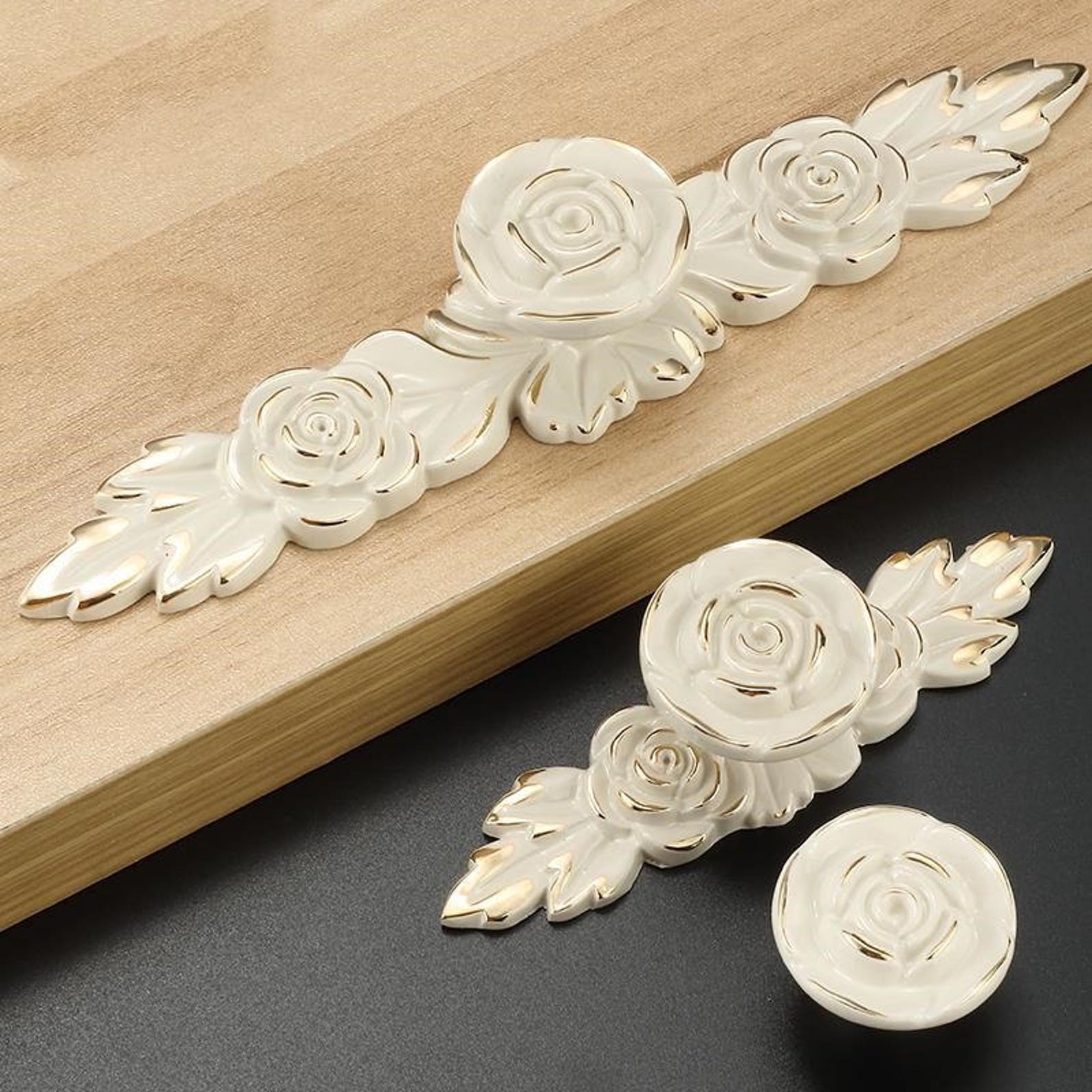 Shabby Chic Dresser Drawer Knobs Pulls Handles Creamy White Etsy