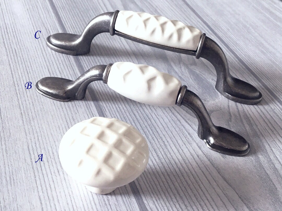 3 3.75 White Dresser Knobs Drawer Knob Pulls Handles Ceramic Kitchen