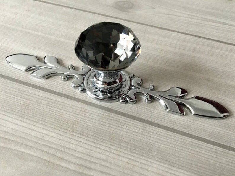 Grey Gray Glass Knob Dresser Knob Pull Crystal Drawer Knobs Etsy