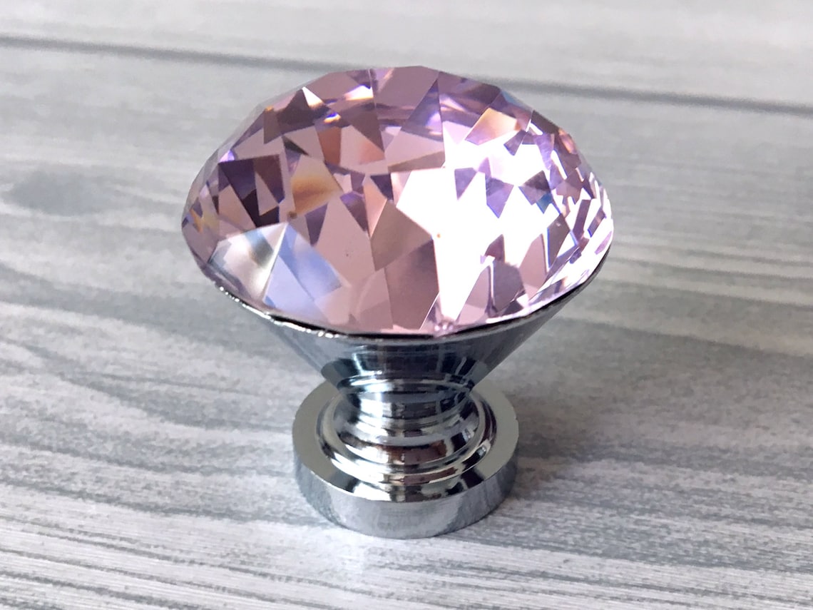 Pink Glass Knobs Dresser Knob Pull Crystal Drawer Knobs Pulls Etsy