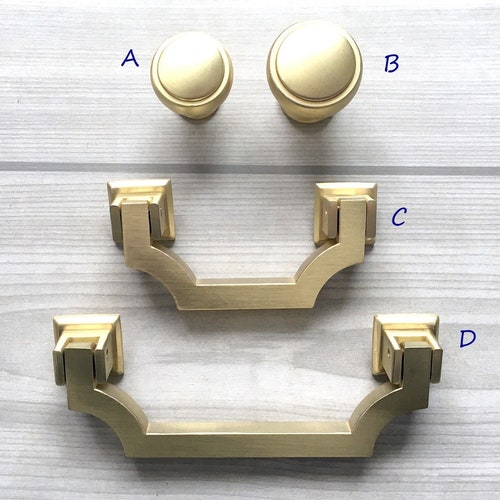 Door Knob Pull Handle Brushed Brass Dresser Knobs Drop Ring