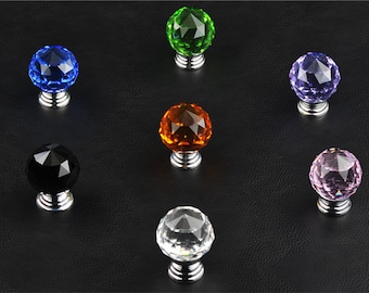 0.8" 20 mm Small Crystal Glass Knob Dresser Drawer Knobs Pull Cabinet Door Pulls Colorful Pink Blue Black Amber Green Purple Clear Tiny