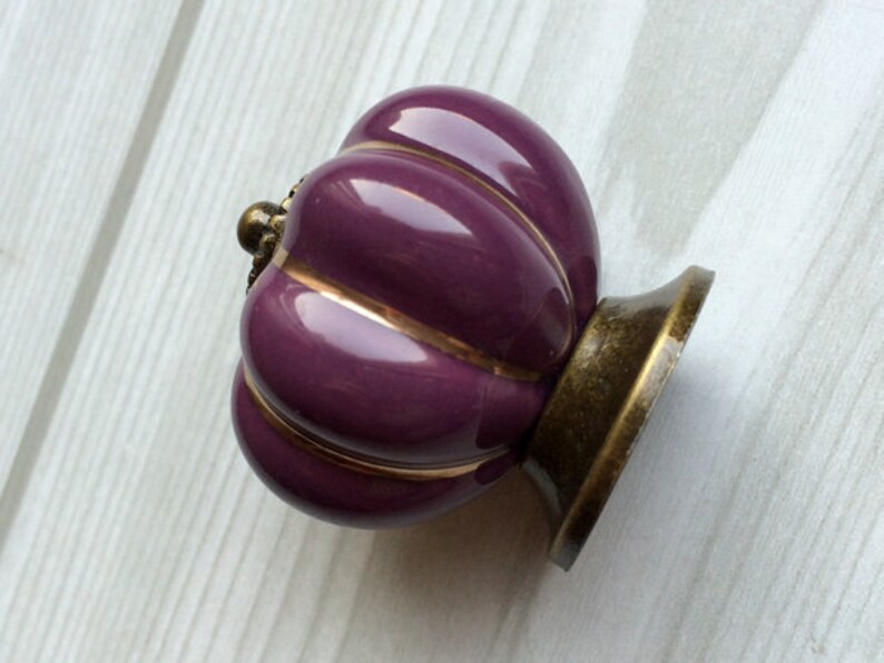 Purple Knobs Pumpkin Knobs Kitchen Dresser Knob Drawer Etsy