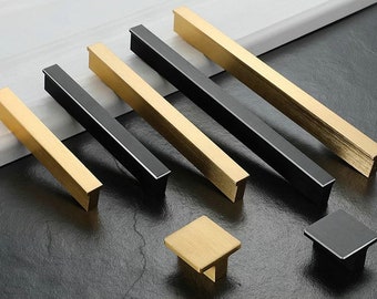 Brushed Gold Cabinet Handle Pulls Dresser Drawer Pull Kitchen Door Handles Black Silver 16 76 96 128 160 192 224 256 320 mm Lynns Hardware