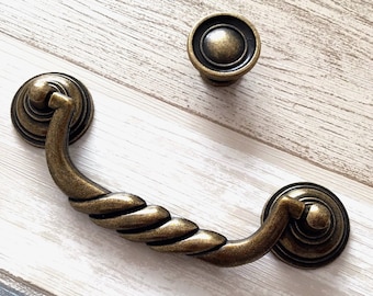 4.5" vintage Style Bail Drawer Pulls Handle Antique Bronze Drop Cabinet Pull Swing Handles Dresser Knob Pulls 4 1/2" 114 mm Lynns Hardware