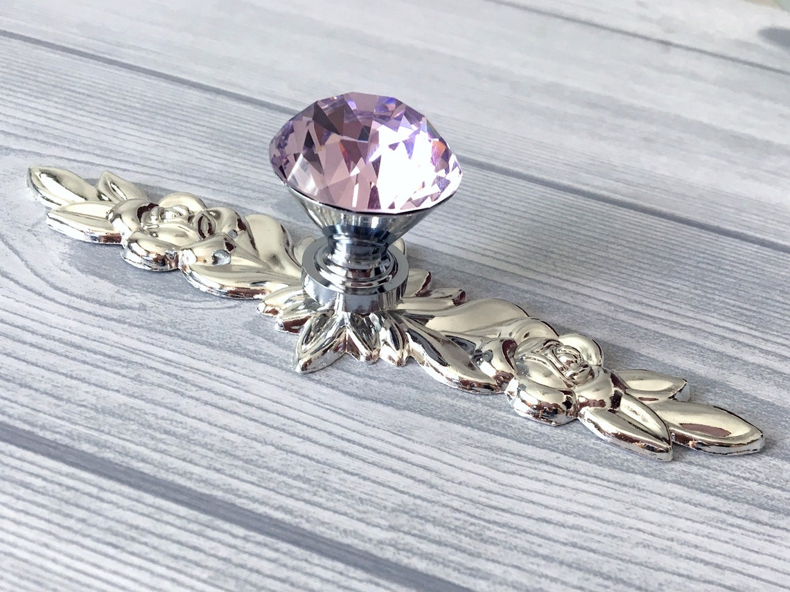 Pink Glass Knobs Dresser Knob Pull Crystal Drawer Knobs Pulls Etsy
