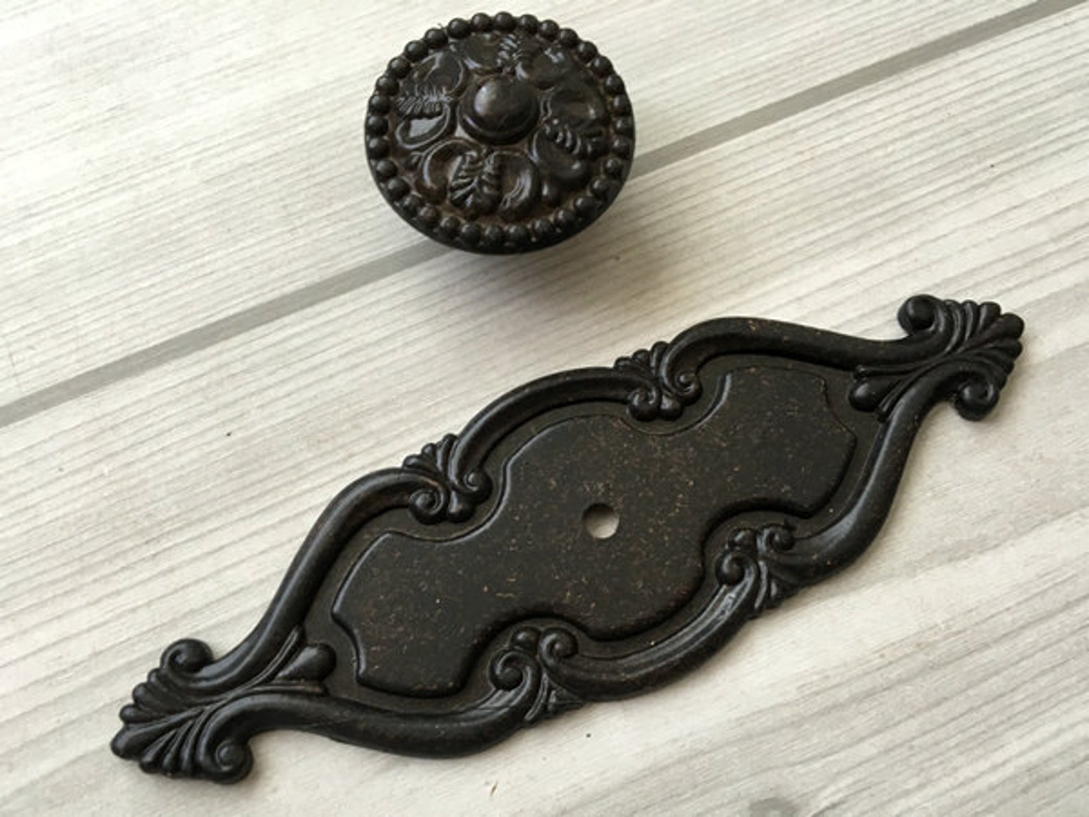 Vintage Style Rustic Knobs / Antique Black Bronze Dresser Knob Etsy
