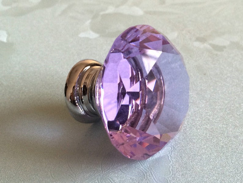 Purple Knob Knobs Glass Knobs Crystal Knob Dresser Knob Drawer Etsy