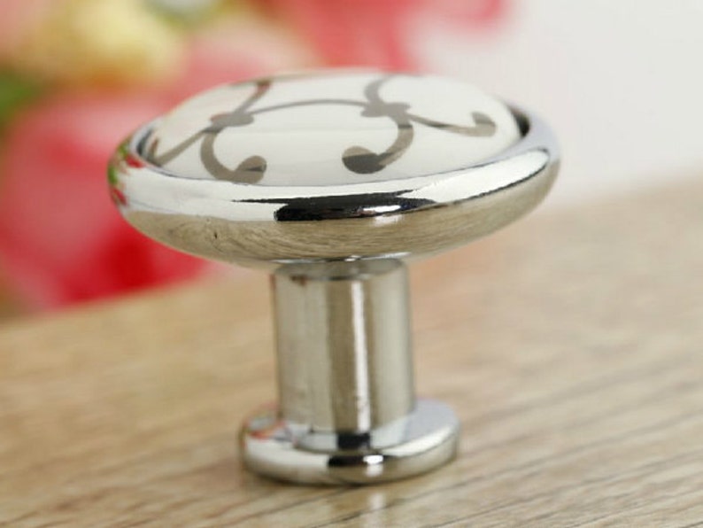 Dresser Pulls Knobs Ceramic Drawer Pulls Knobs Handles Cabinet Knobs Handles Kitchen Furniture Handle Pull Knob Hardware Silver White Modern