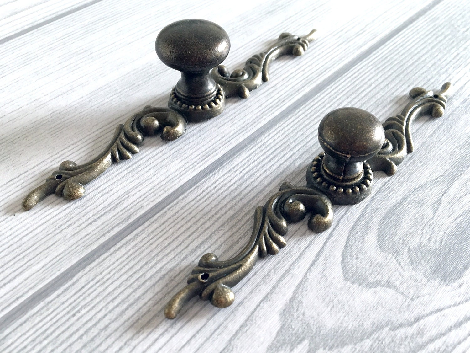 Vintage Style Knob Back Plate Drawer Pulls Dresser Knobs Pull Etsy