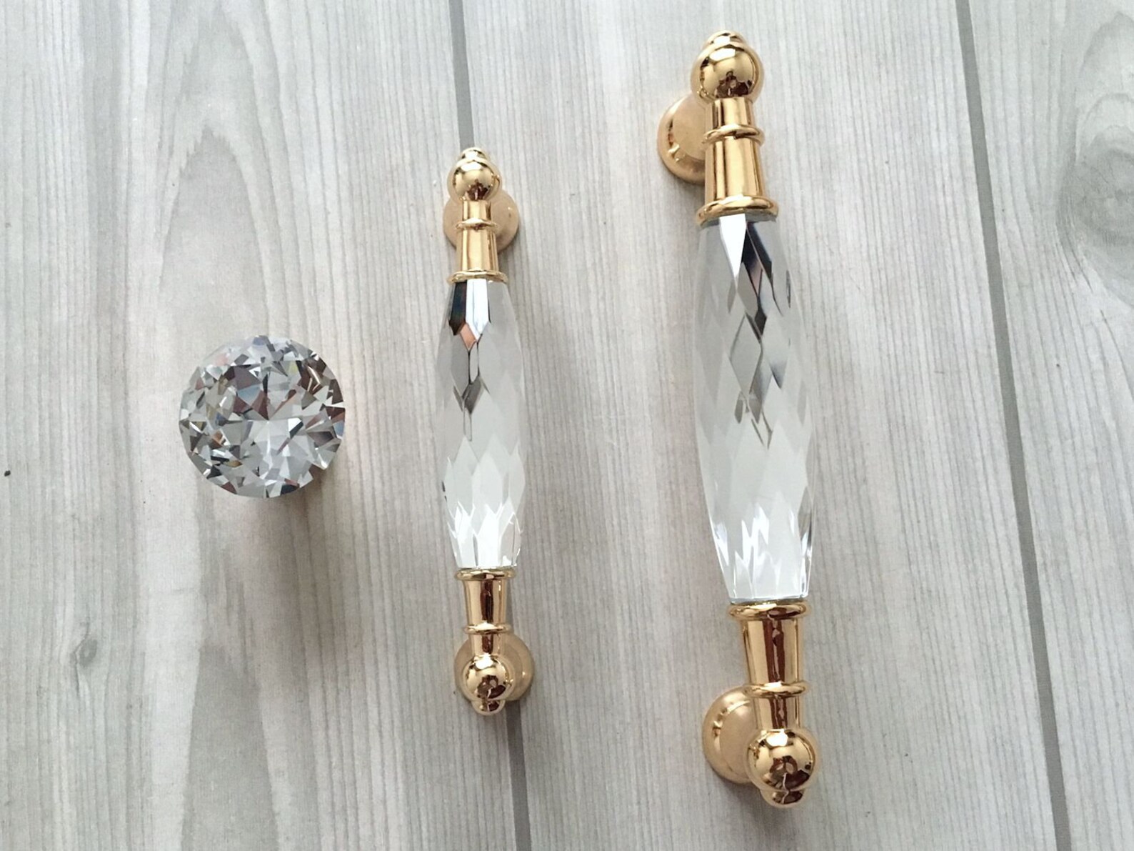 3.75 5 Gold Crystal Handle Pull Knobs Rhinestone Etsy
