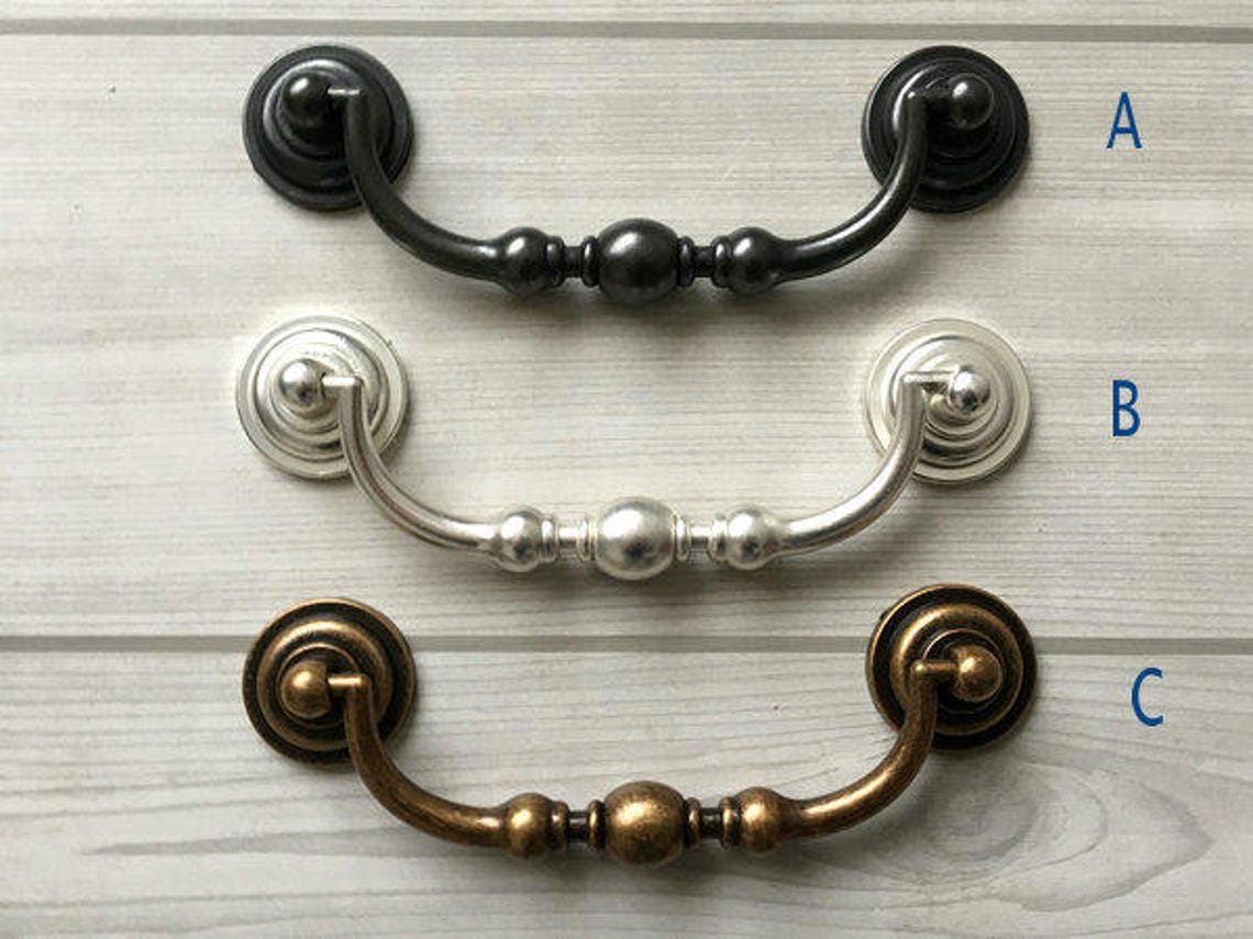 4.25 Drop Bail Drawer Pull Handles Dresser Pulls Silver Etsy