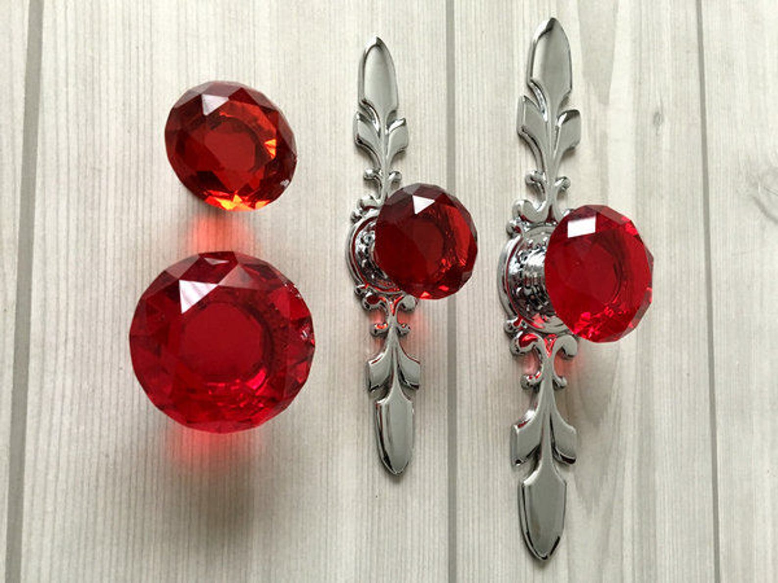 Red Glass Knobs Dresser Knob Pull Crystal Drawer Knobs Pulls Etsy
