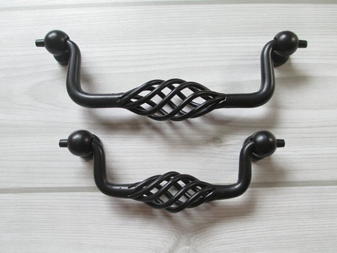 3.75 5 Black Drop Bail Drawer Pull Handles Dresser Etsy