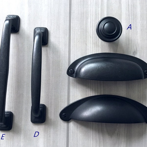 3" 3.5" 4" 5" Cabinet Pull Handle Drawer Knobs Handles Dresser Knob Pulls Kitchen Antique Black Rustic Retro Lynns Hardware 76 89 100 128 mm