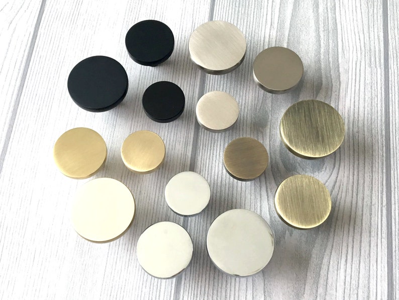 Circle Knobs Brushed Gold Knob Matte Black Drawer Pulls Bronze Etsy