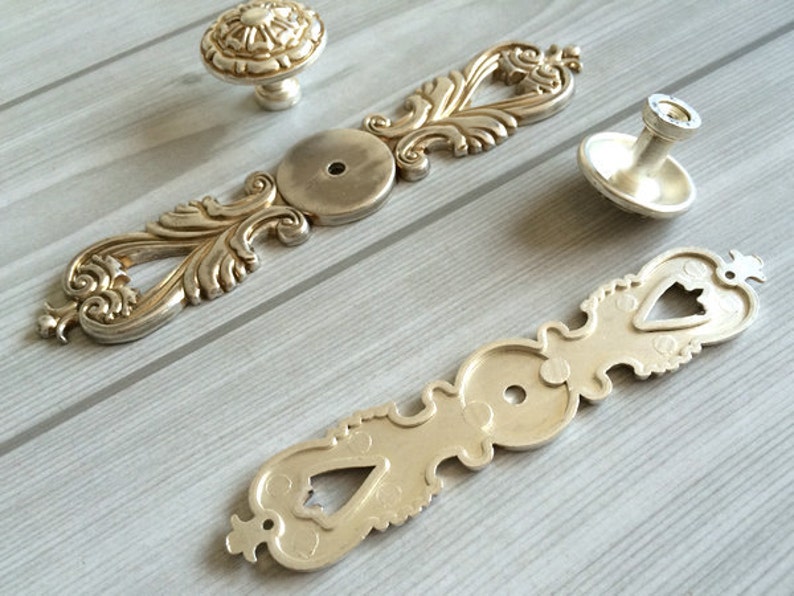 Shabby Chic Dresser Drawer Knobs Pulls Handles Antique Silver Etsy