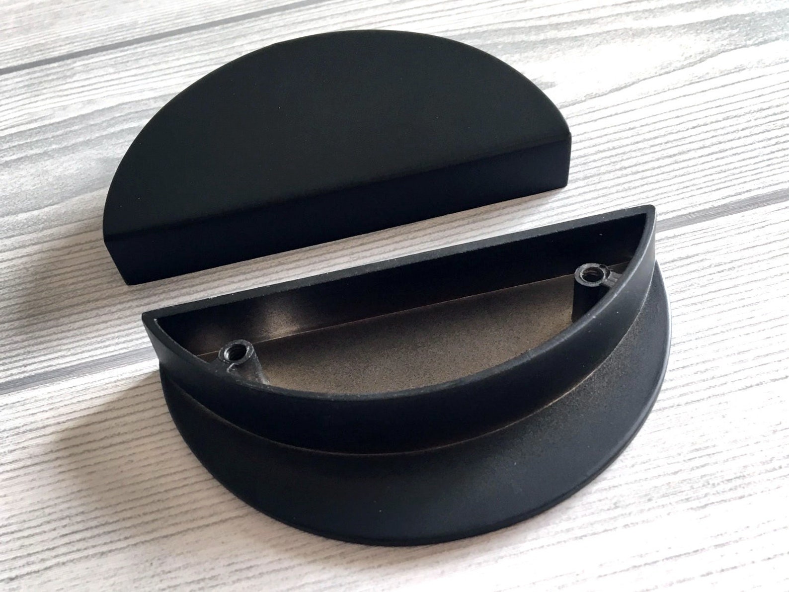 2 1/2 CC Matt Black Drawer Pulls Half Moon Semicircle Etsy