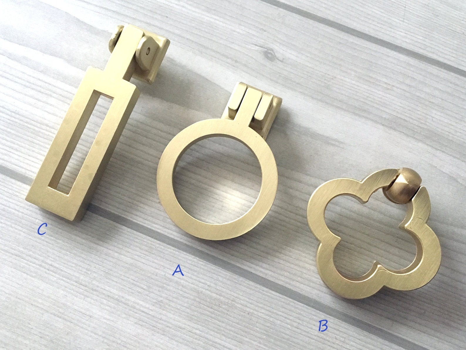 Drop Ring Pull Door Knob Pulls Handle Brushed Brass Etsy