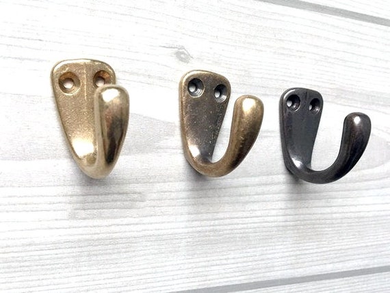 Small Wall Hooks Brass Hook Decorative Hooks Wall Hook Antique Bronze Black  Retro Coat Hangers Rack Hooks Lynns Hardware Versatile Hooks 