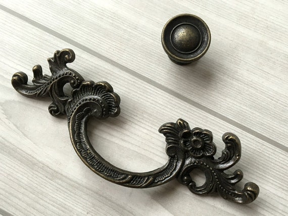 2 vintage style lade pull handgrepen knop kabinet | Etsy