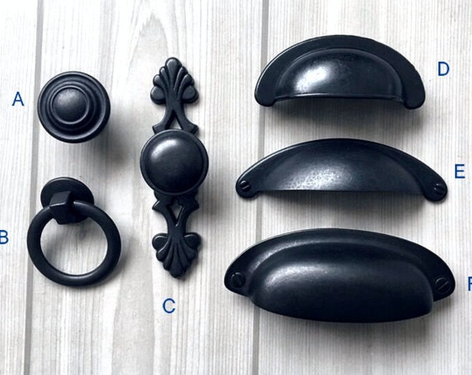 Antique Black Knob Rustic Door Knobs Dresser Knobs Etsy
