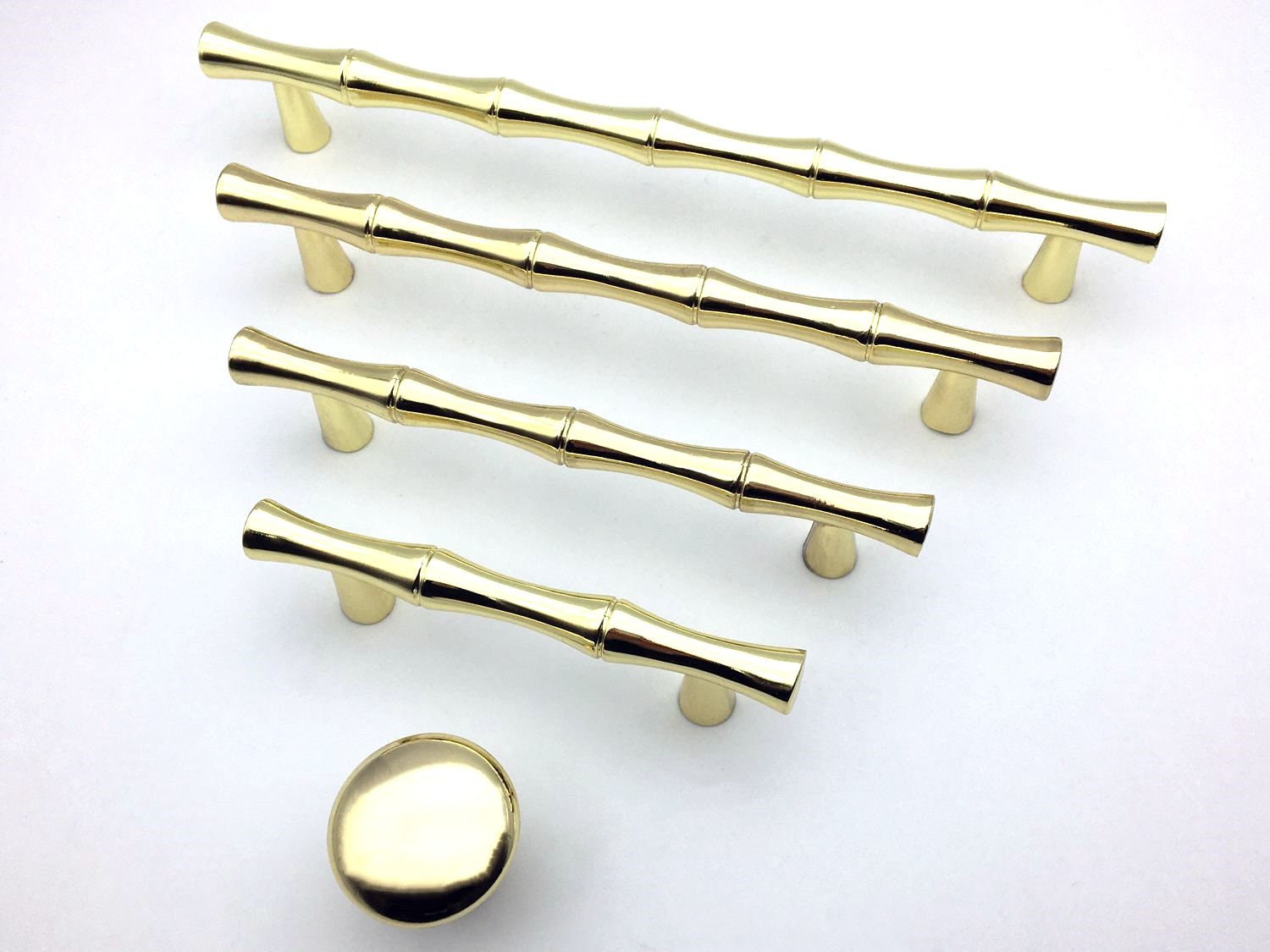 Polished Gold Bamboo Handles Pulls Drawer Pull Etsy