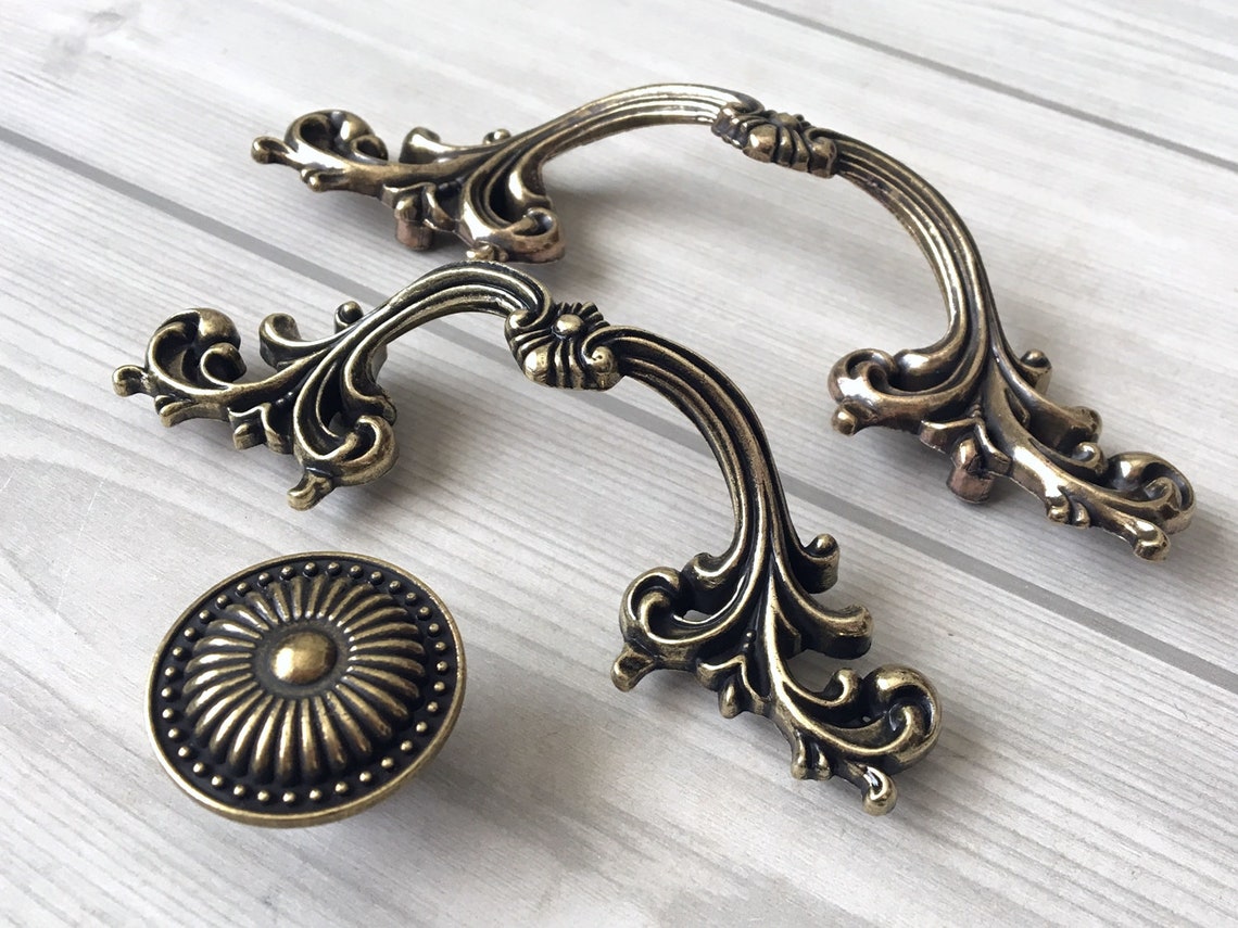 2.5 3.75 Drawer Pull Handle Antique Bronze Etsy