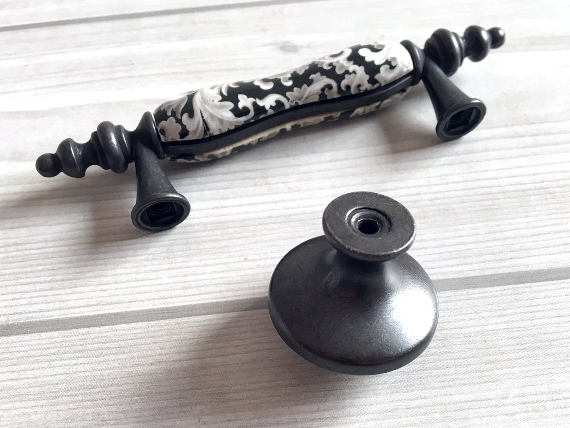 3 Ceramic Knob Dresser Knobs Pull Drawer Pulls Handles Etsy