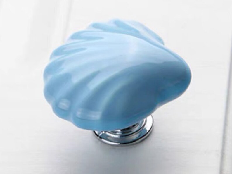 Large Drawer Knobs Shell Dresser Knob White Blue Yellow Pink Etsy
