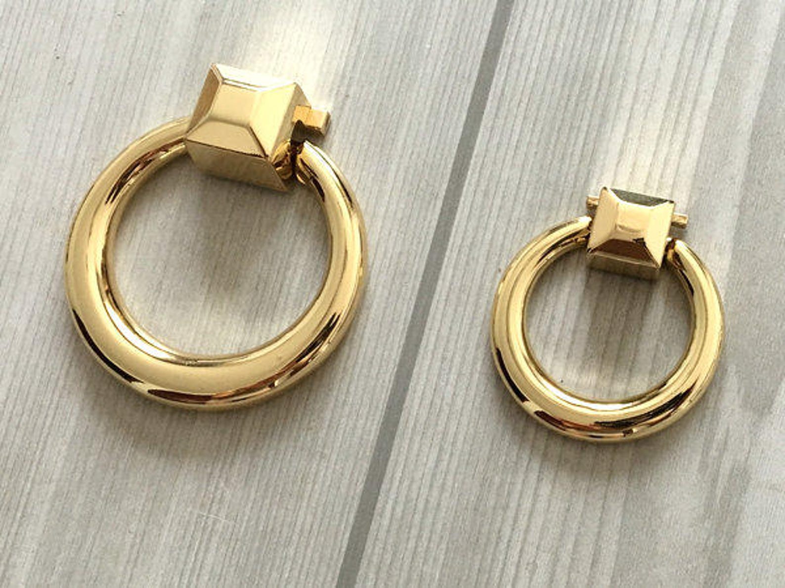 Gold Drop Ring Drawer Knob Dresser Knobs Pulls Handles Pull Etsy