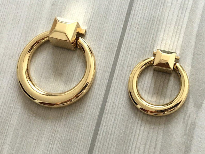 Gold Drop Ring Drawer Knob Dresser Knobs Pulls Handles Pull Etsy