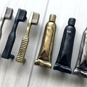 76 mm Zahnbürste Zahnpasta Möbel Griffe Schubladen Griff Kabinett Schrank Türgriff  Badezimmer Türgriffe Antike Schwarz Silber Zinn Messing