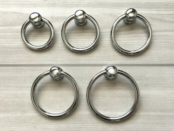 Ring Pulls Drawer Pull Cabinet Door Knob Dresser Pulls Silver Etsy