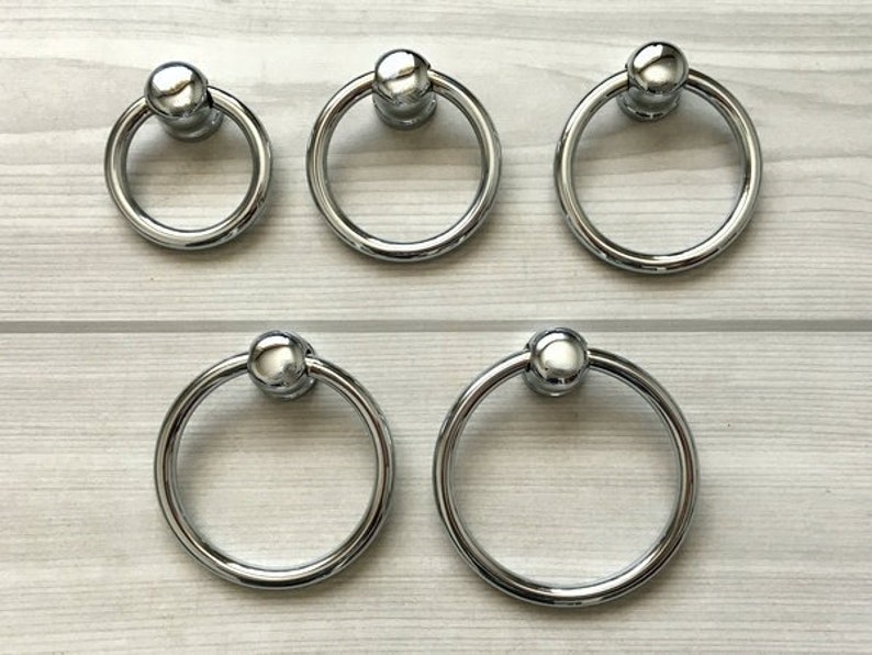 Ring Pulls Drawer Pull Cabinet Door Knob Dresser Silver Chrome Rings Pendant Handles Drop Cupboard Lynns Hardware