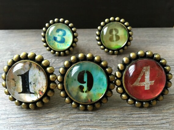 Vintage Look Number Knob Numbered Drawer Knobs Dresser Knob Etsy