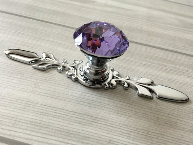 Purple Glass Crystal Knobs Dresser Knob Drawer Knobs Pull Etsy
