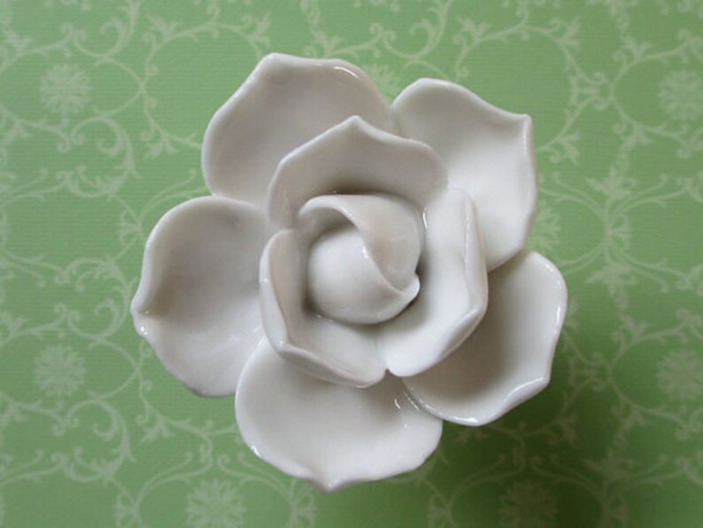 white flower drawer knobs
