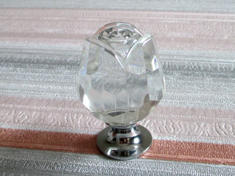 Rose Knobs / Glass Knobs / Crystal Knob / Dresser Knobs / Etsy