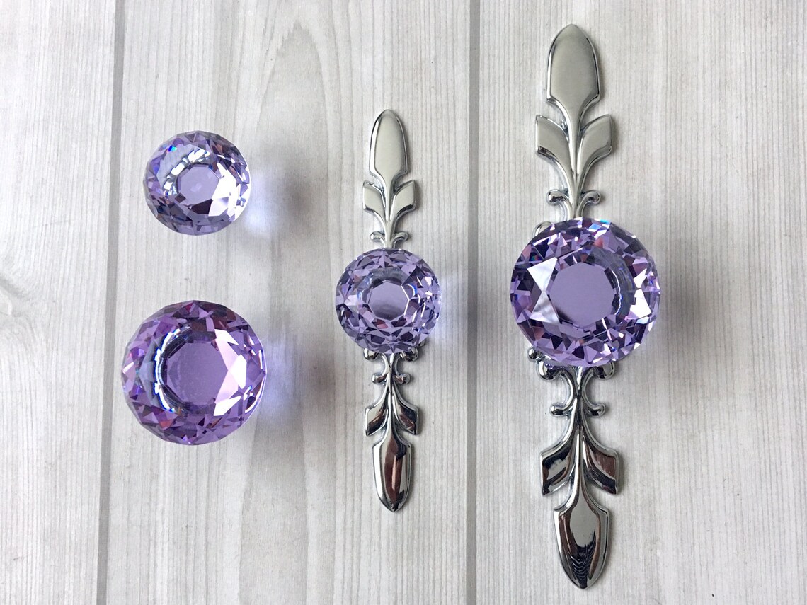 Lila Kristall Knäufe Glas Schubladen Knauf Griff Griffe | Etsy